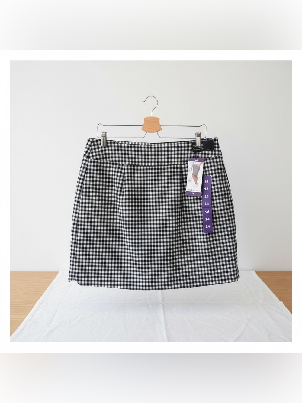 S.C. & Co. Black White Gingham Skort Size 14 NWT